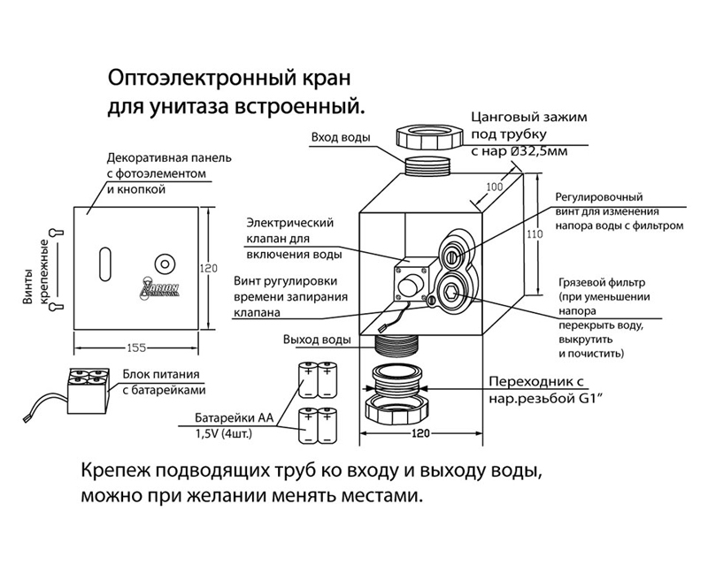 Кран для унитаза сенсорный электронный - 1