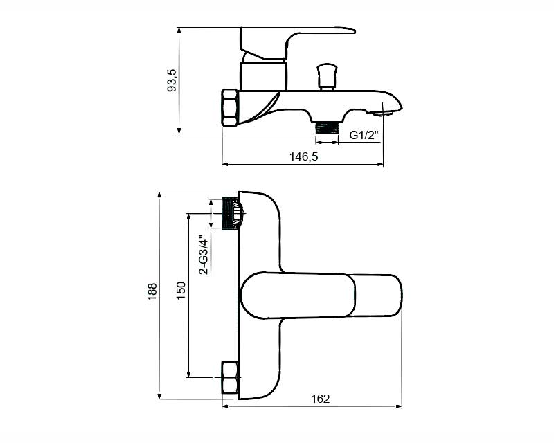 Смеситель для ванны AHTI IL405001 Ivalo - 1